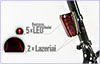 Žibintai: XML T6 LED 1800Lm (Su priartinimu) / 5 LEDai + 2 Lazeriai